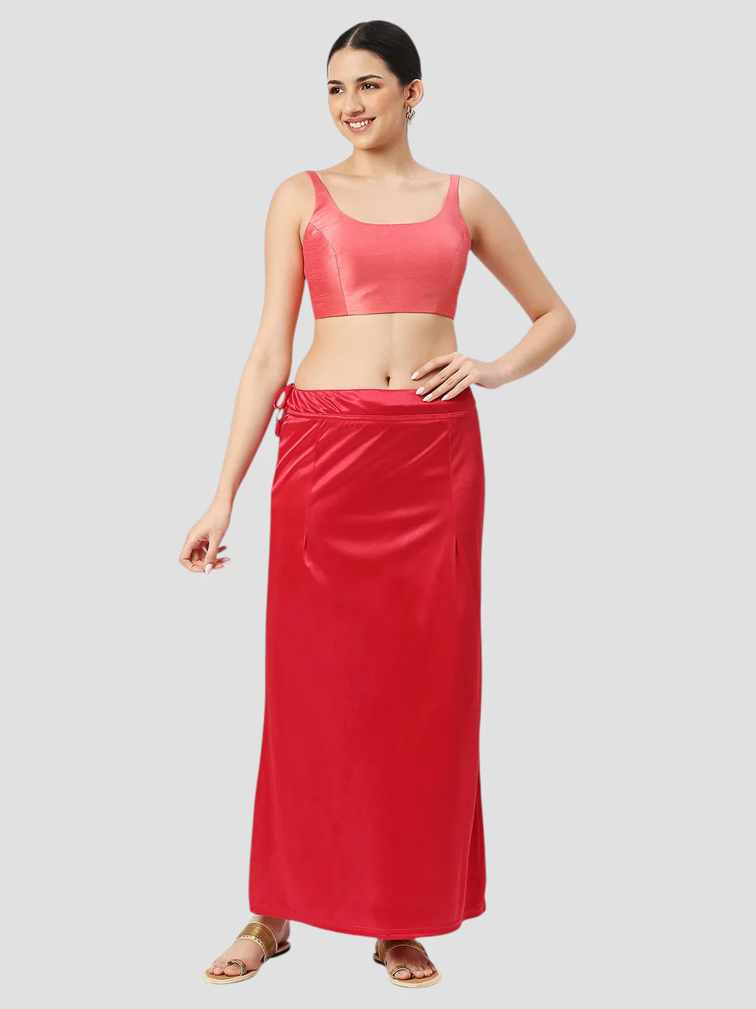 Magenta Pink Satin Zip and Drawstring Petticoat