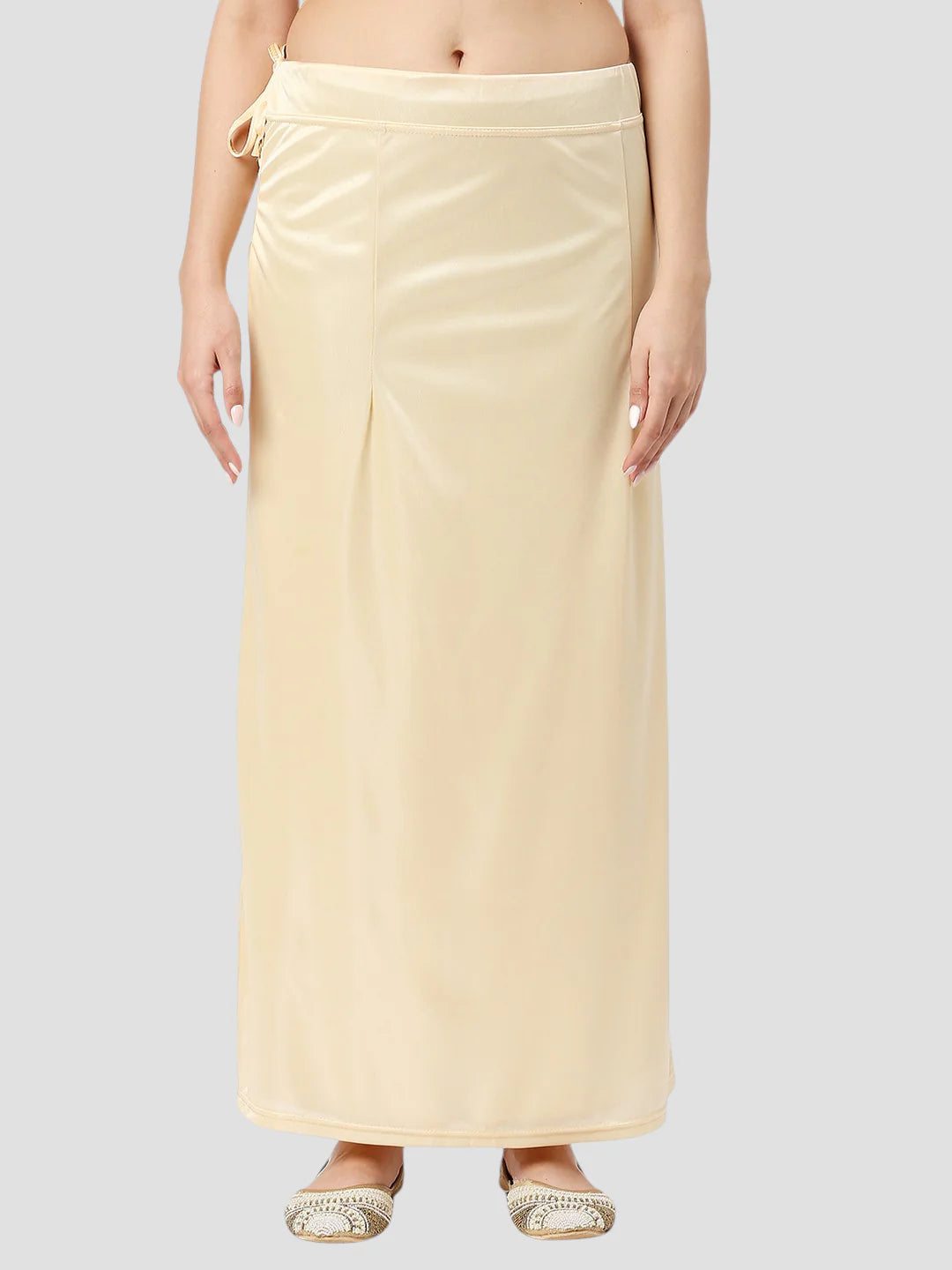 Light Cream Satin Zip and Drawstring Petticoat