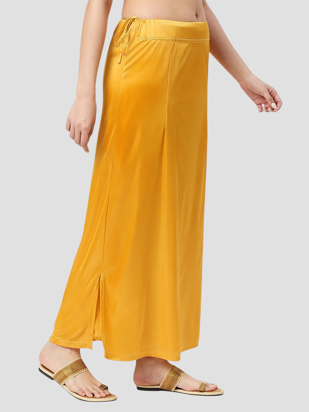 Golden Yellow Satin Zip and Drawstring Petticoat