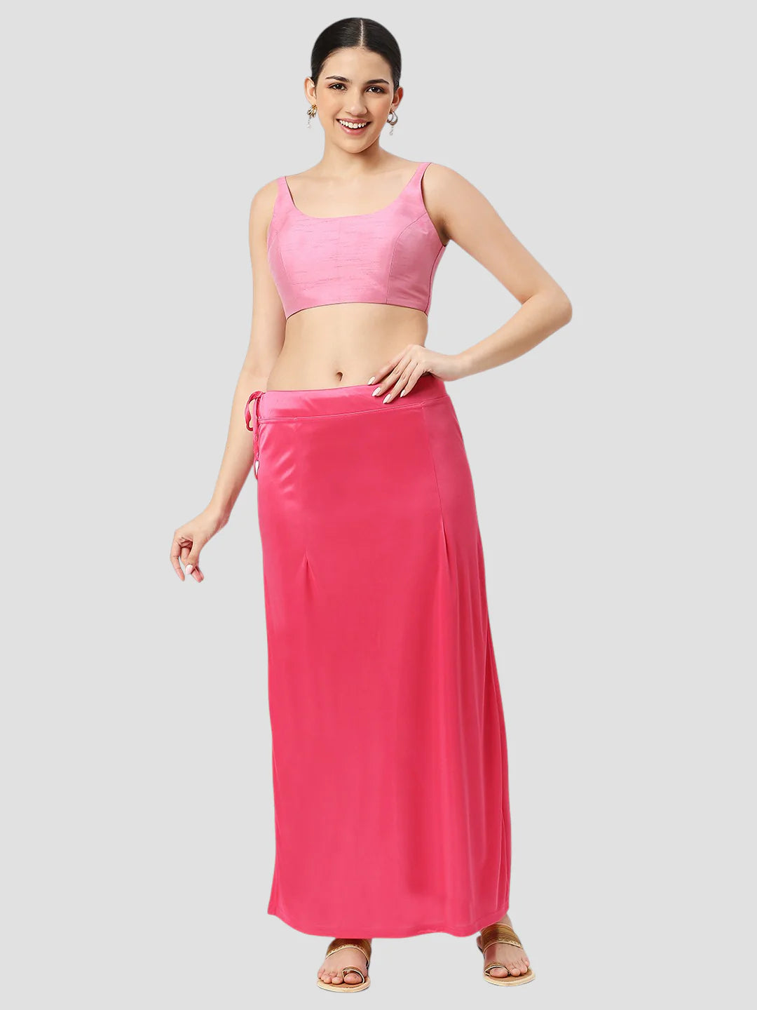 Deep Pink Satin Zip and Drawstring Petticoat