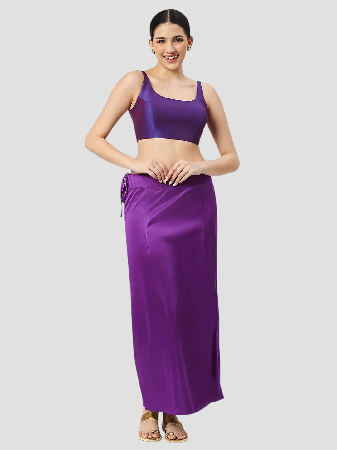 Indigo Purple Satin Zip and Drawstring Petticoat