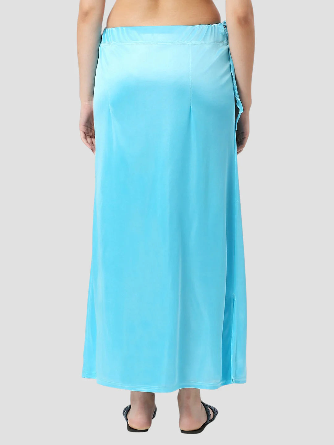 Sky Blue Satin Zip and Drawstring Petticoat