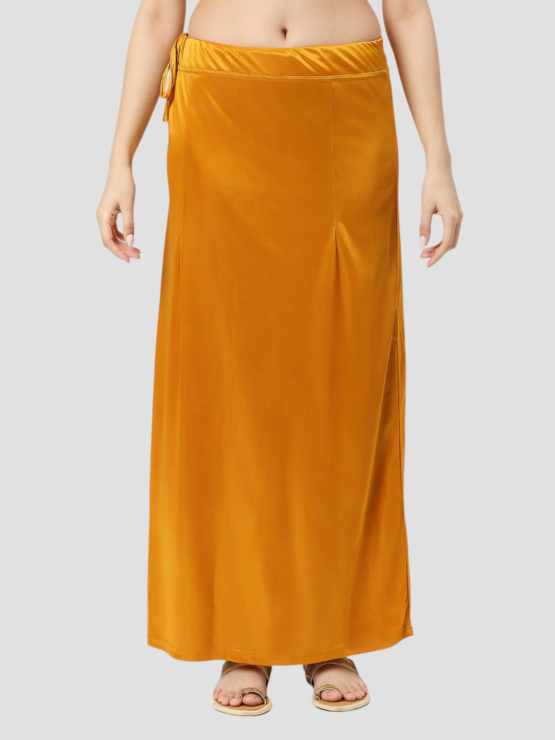 Chrome Yellow Satin Zip and Drawstring Petticoat