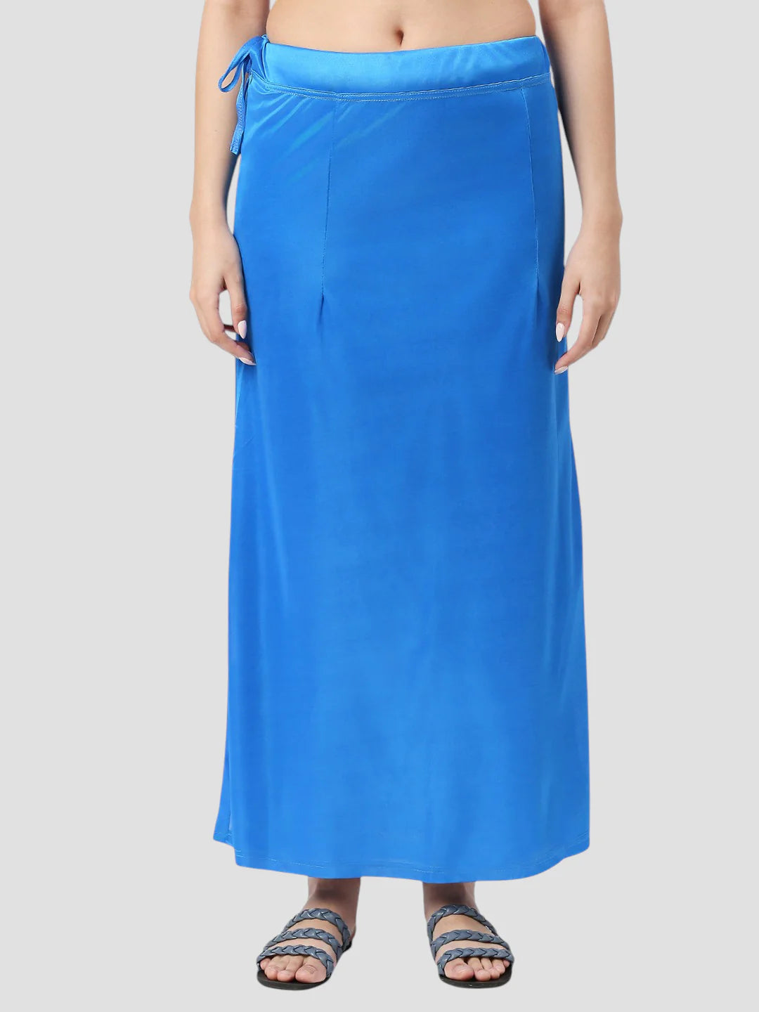 Azure Blue Satin Zip and Drawstring Petticoat