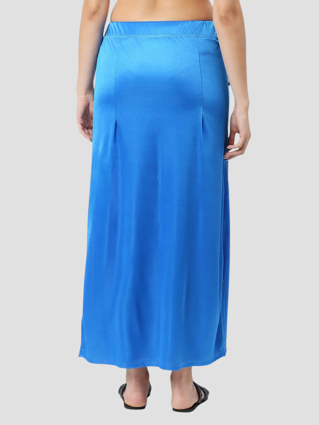 Azure Blue Satin Zip and Drawstring Petticoat