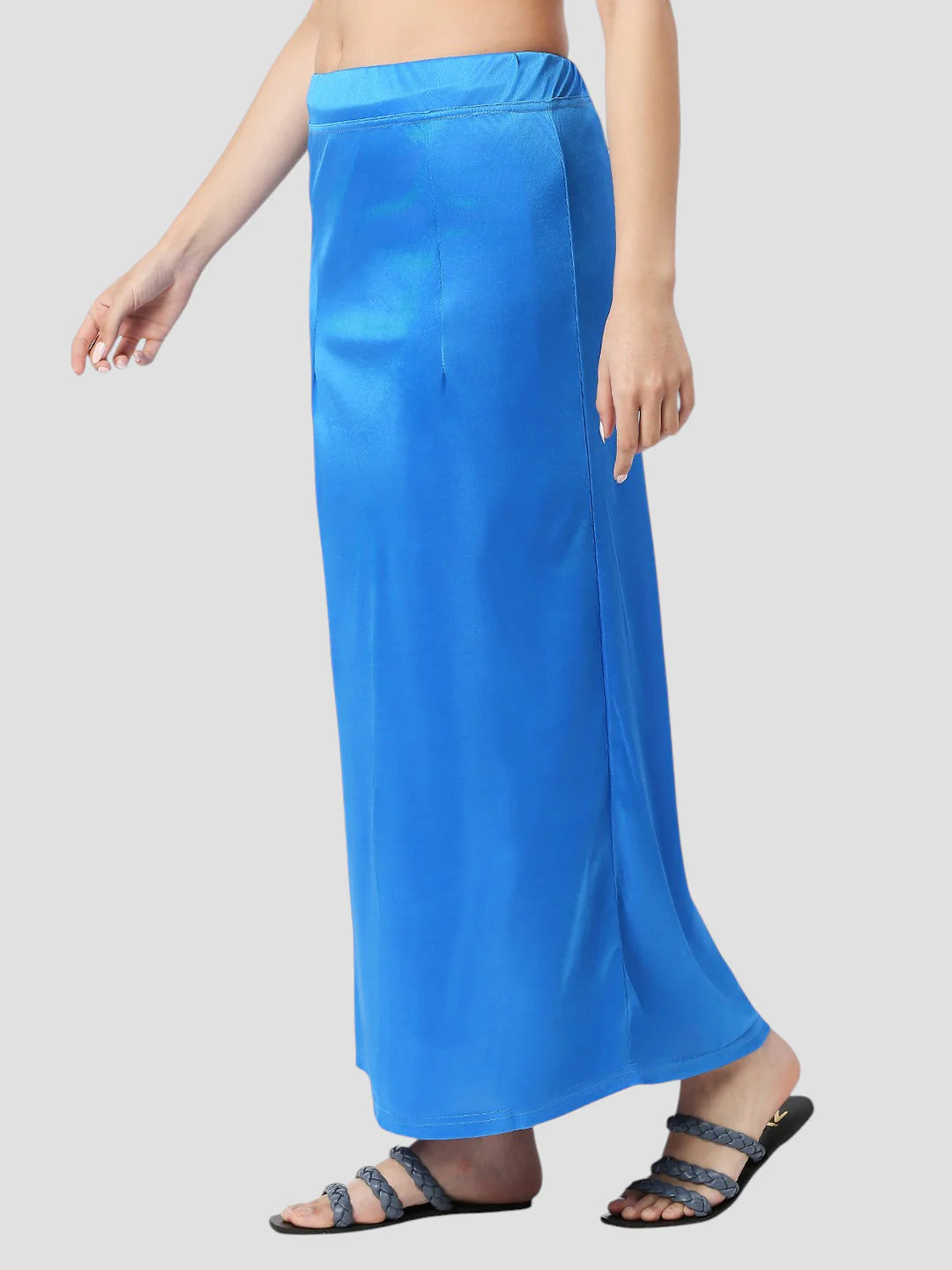 Azure Blue Satin Zip and Drawstring Petticoat