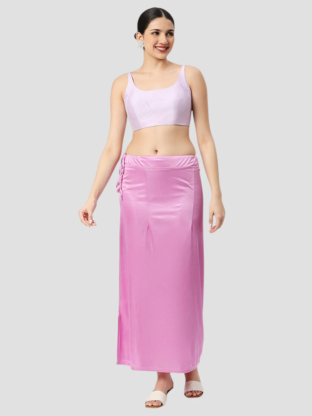 Light Purple Satin Zip and Drawstring Petticoat