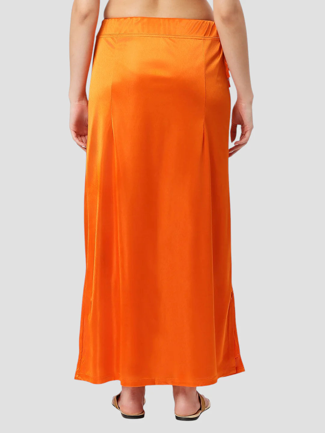 Apricot Orange Satin Zip and Drawstring Petticoat