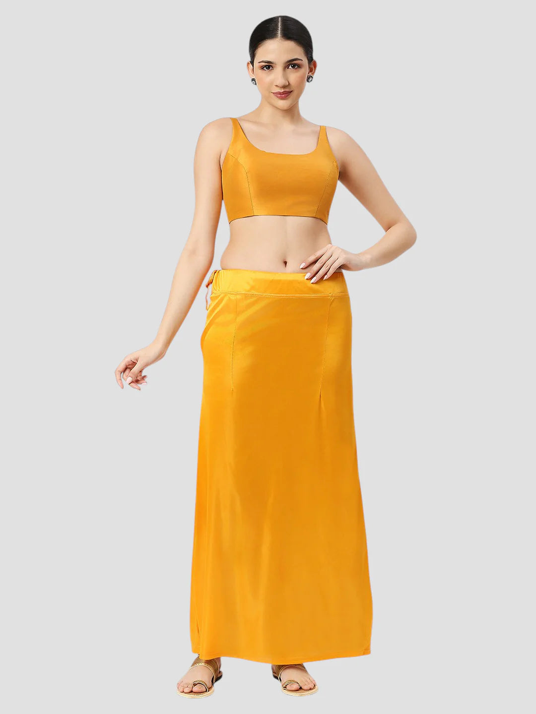 Bright Yellow Satin Zip and Drawstring Petticoat