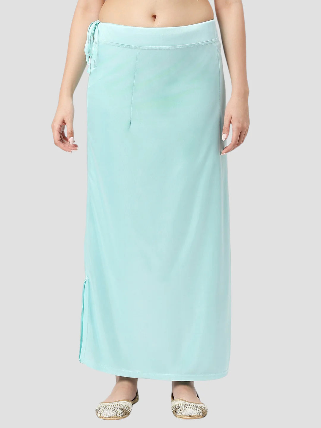 Light Blue Satin Zip and Drawstring Petticoat