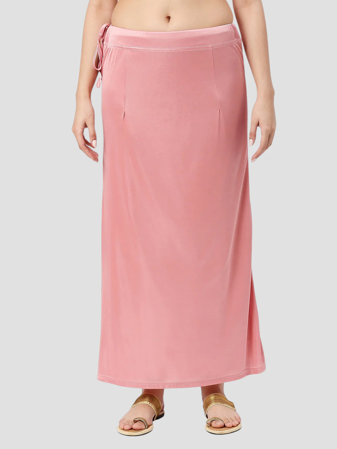 Salmon Pink Satin Zip and Drawstring Petticoat