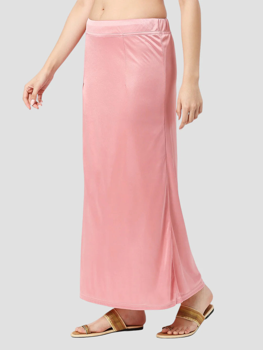 Salmon Pink Satin Zip and Drawstring Petticoat