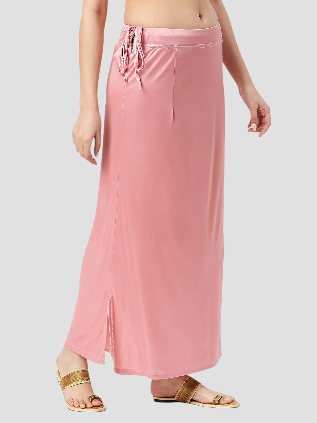 Salmon Pink Satin Zip and Drawstring Petticoat