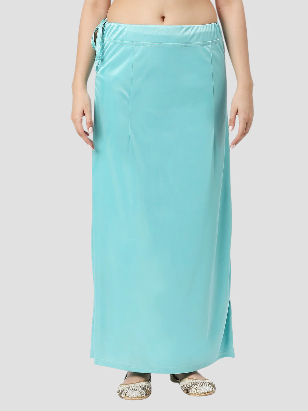 Light Sky Blue Satin Zip and Drawstring Petticoat