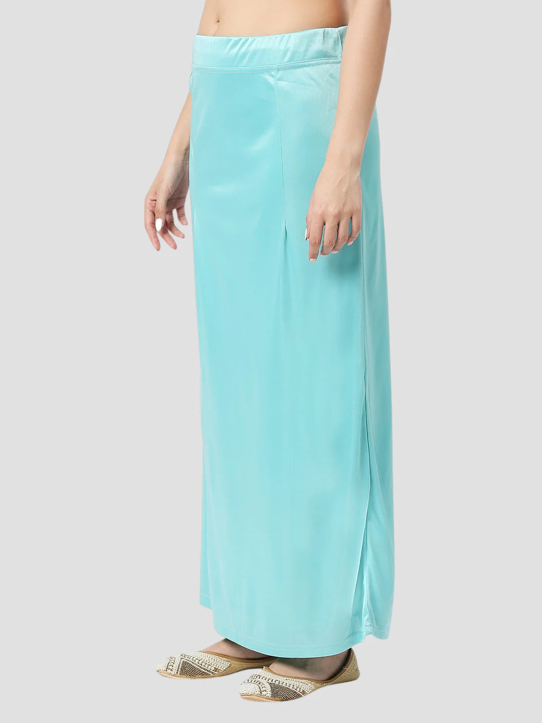 Light Sky Blue Satin Zip and Drawstring Petticoat