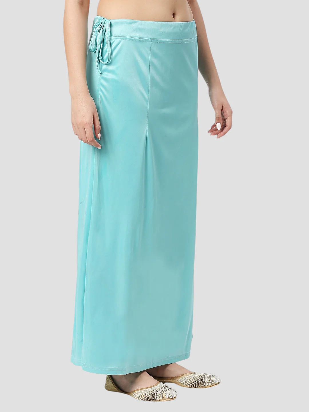 Light Sky Blue Satin Zip and Drawstring Petticoat