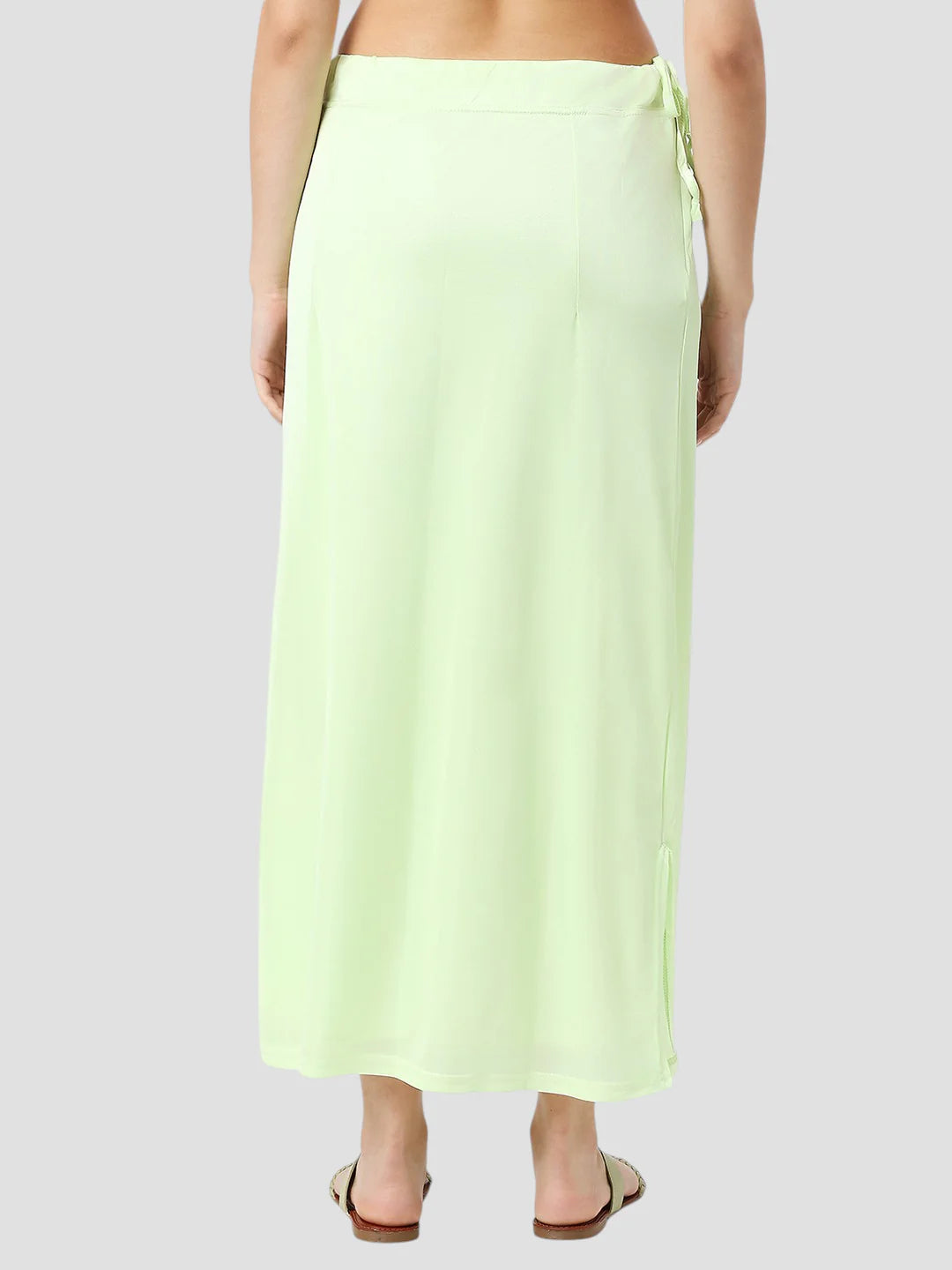 Pista Green Satin Zip and Drawstring Petticoat