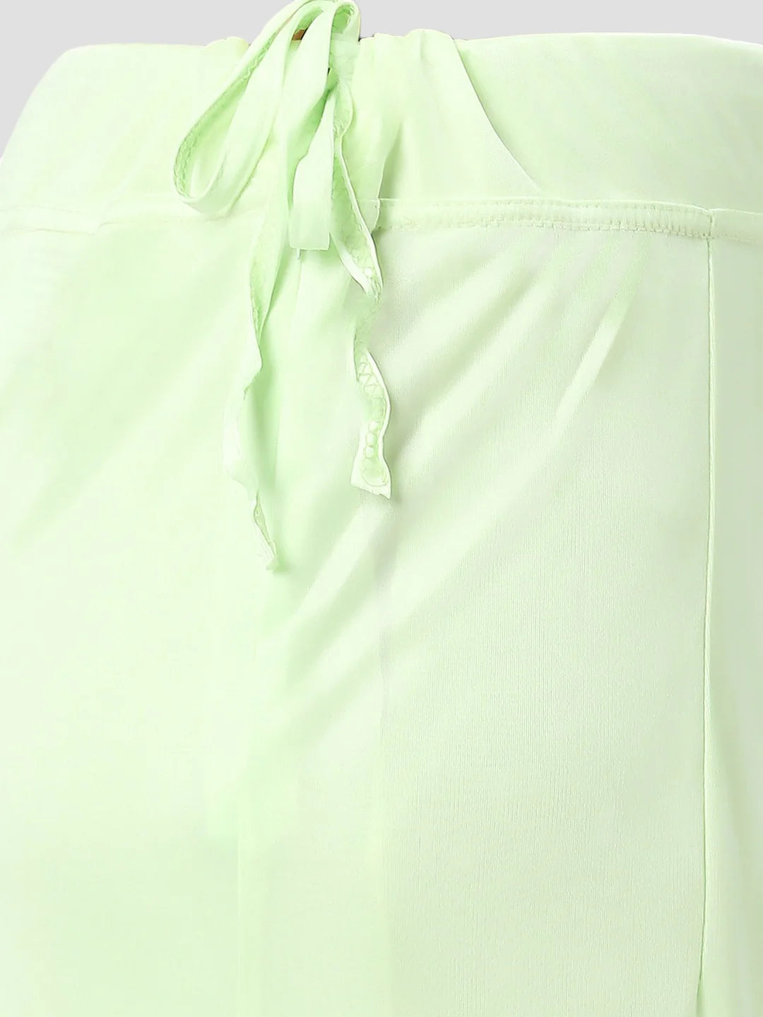 Pista Green Satin Zip and Drawstring Petticoat