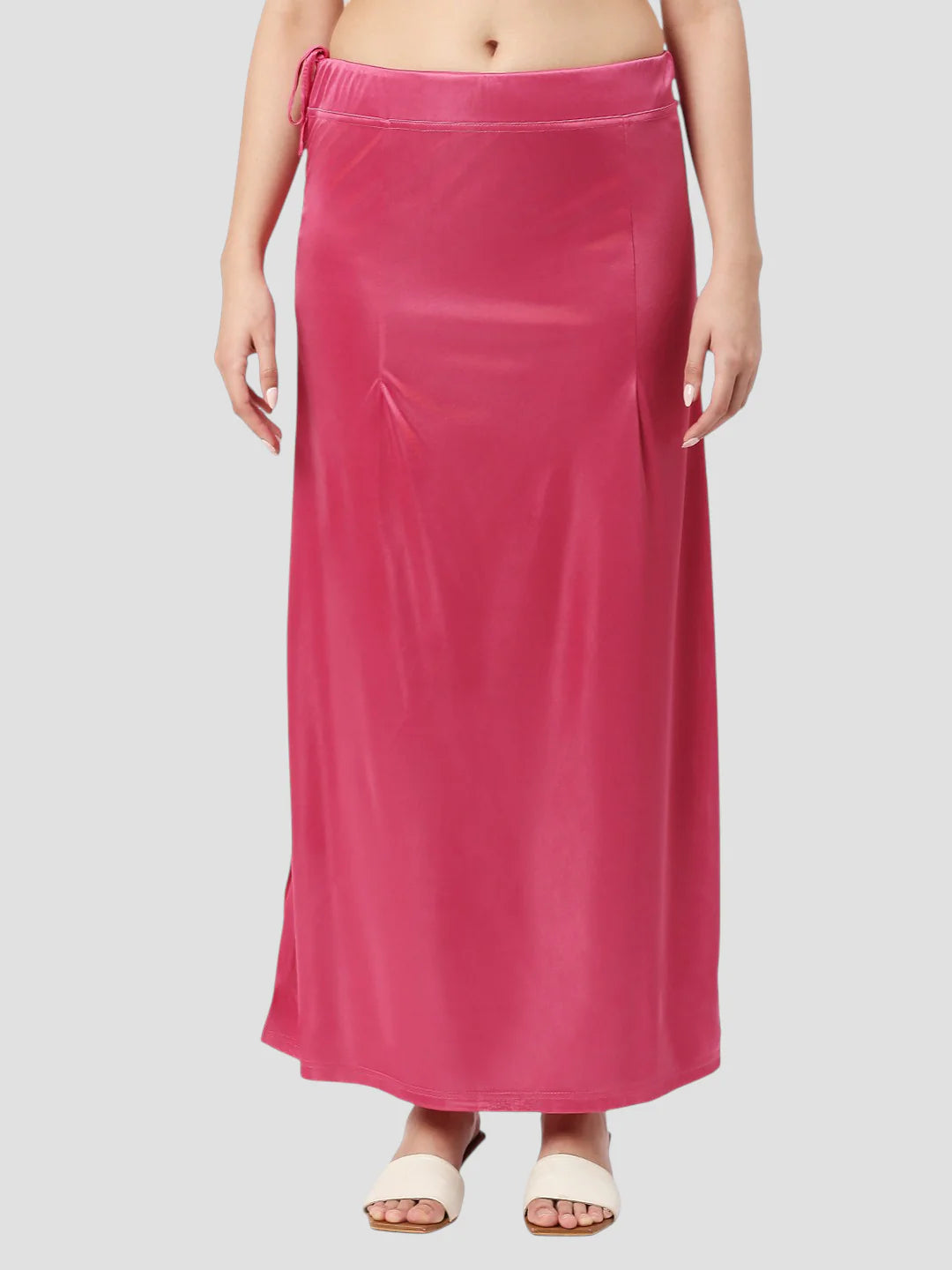 Onion Pink Satin Zip and Drawstring Petticoat