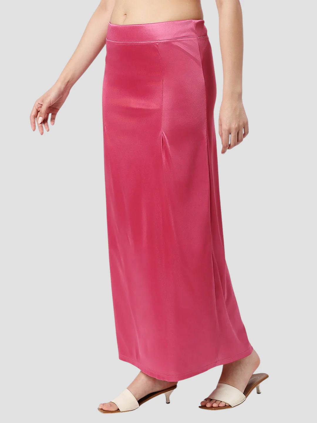 Onion Pink Satin Zip and Drawstring Petticoat