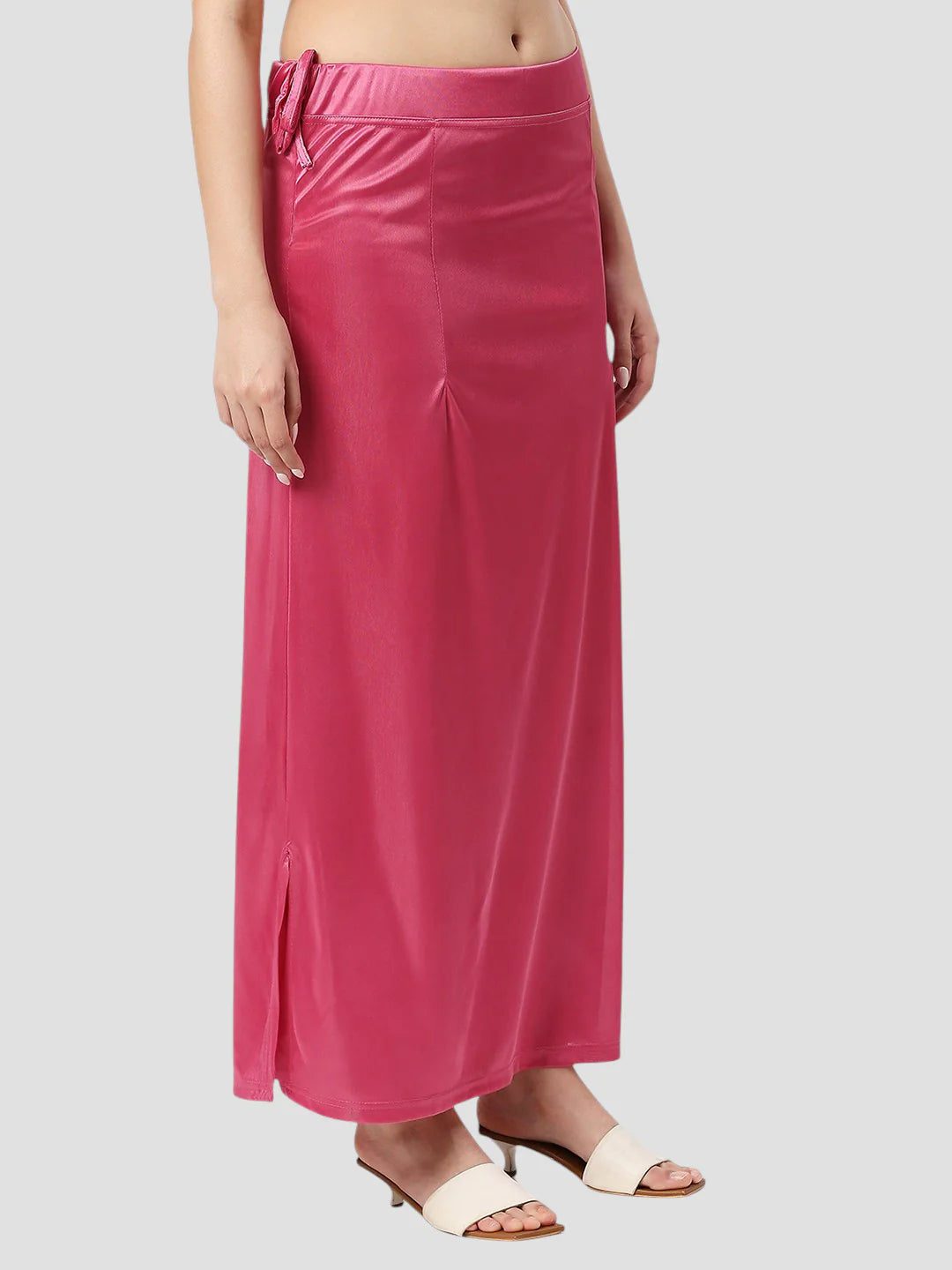 Onion Pink Satin Zip and Drawstring Petticoat