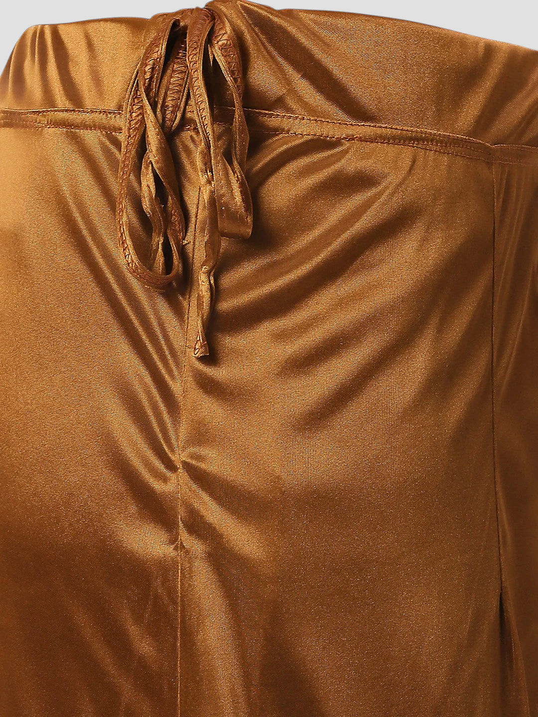 Copper Brown Satin Zip and Drawstring Petticoat