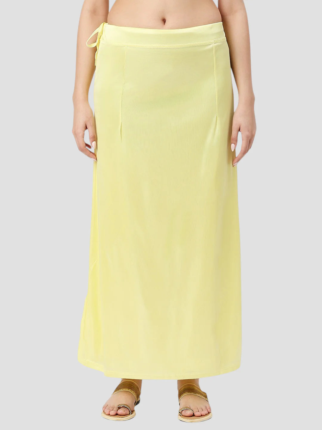 Lime Yellow Satin Zip and Drawstring Petticoat