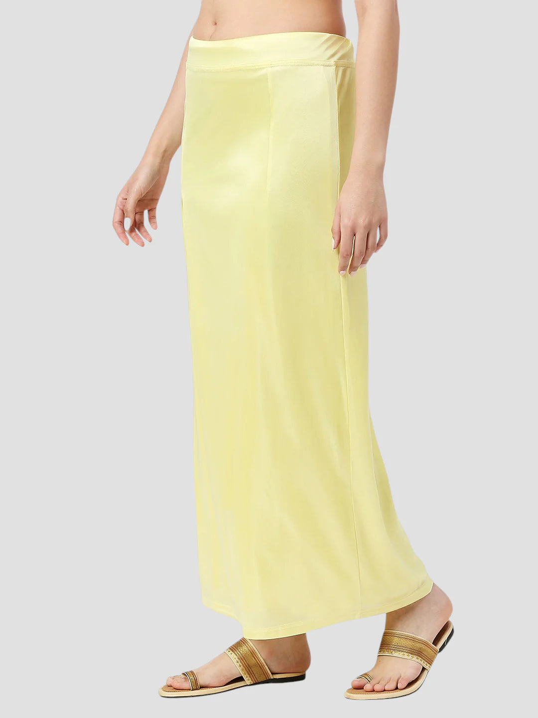 Lime Yellow Satin Zip and Drawstring Petticoat