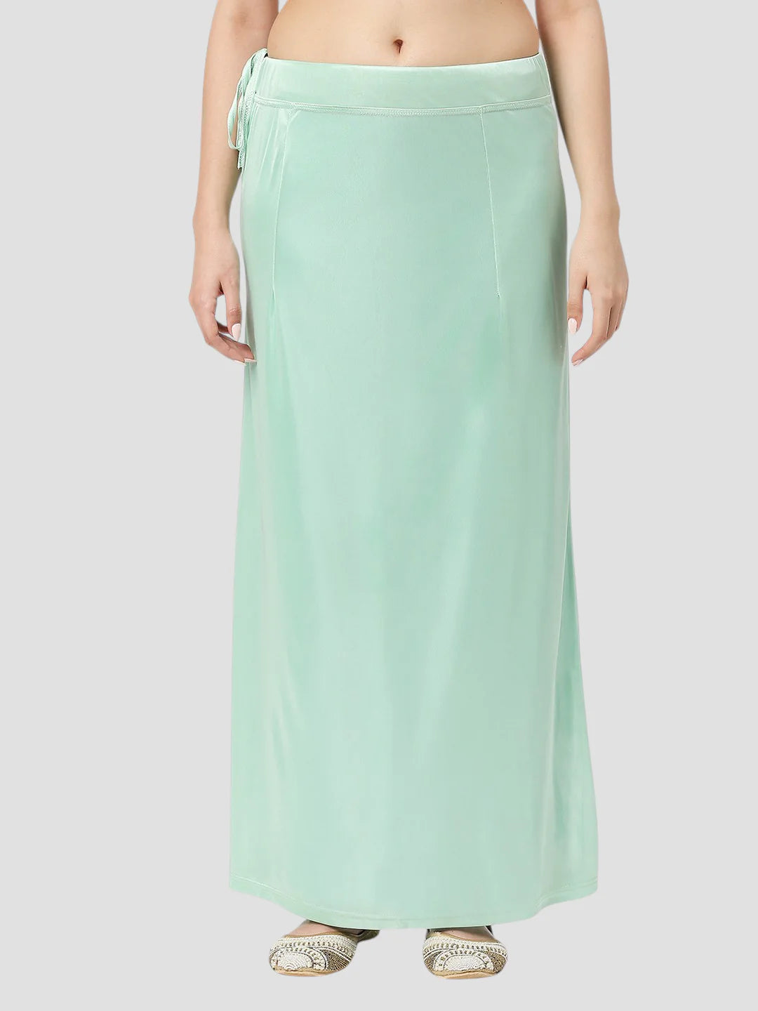 Pastel Green Satin Zip and Drawstring Petticoat