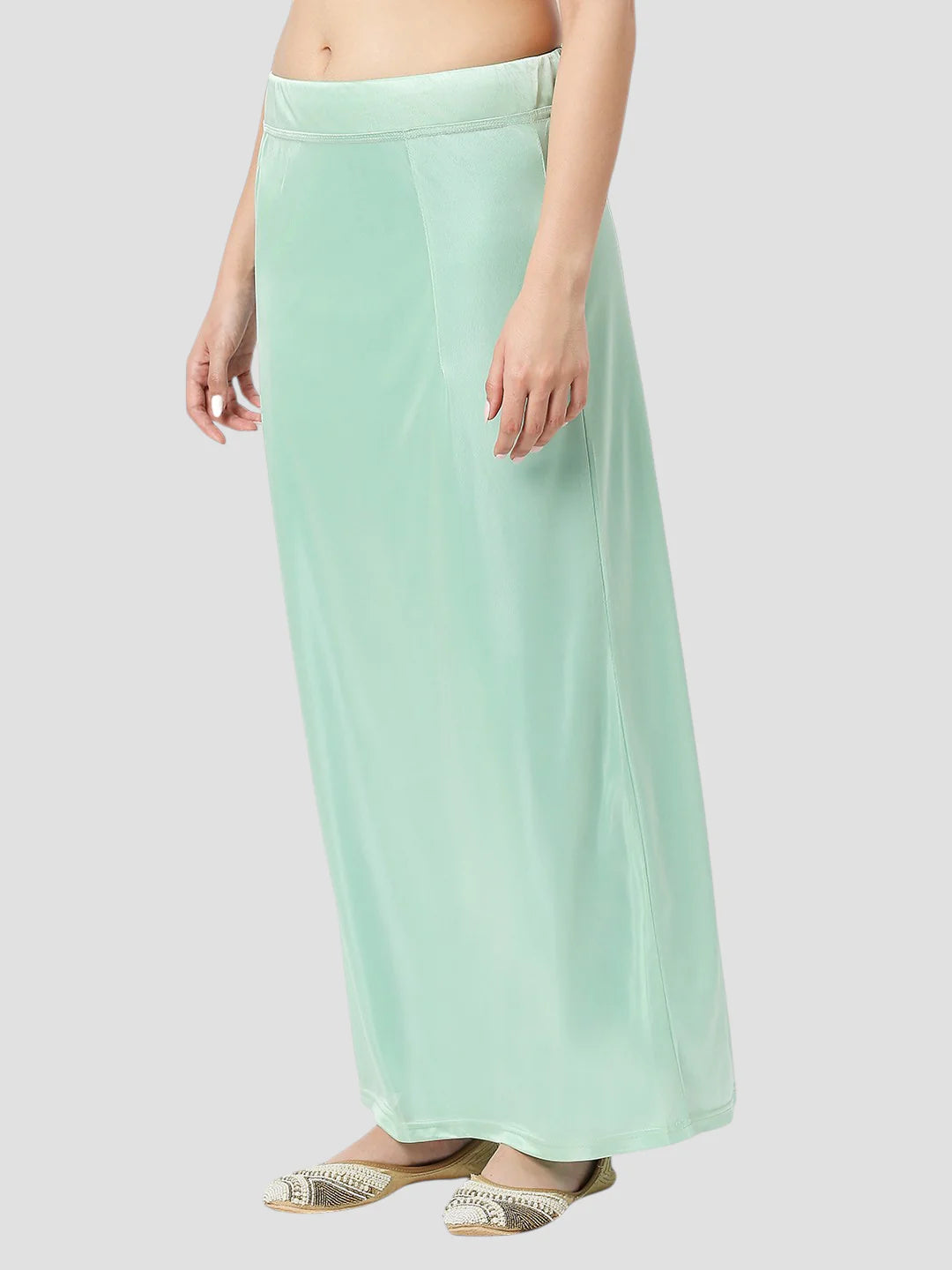 Pastel Green Satin Zip and Drawstring Petticoat