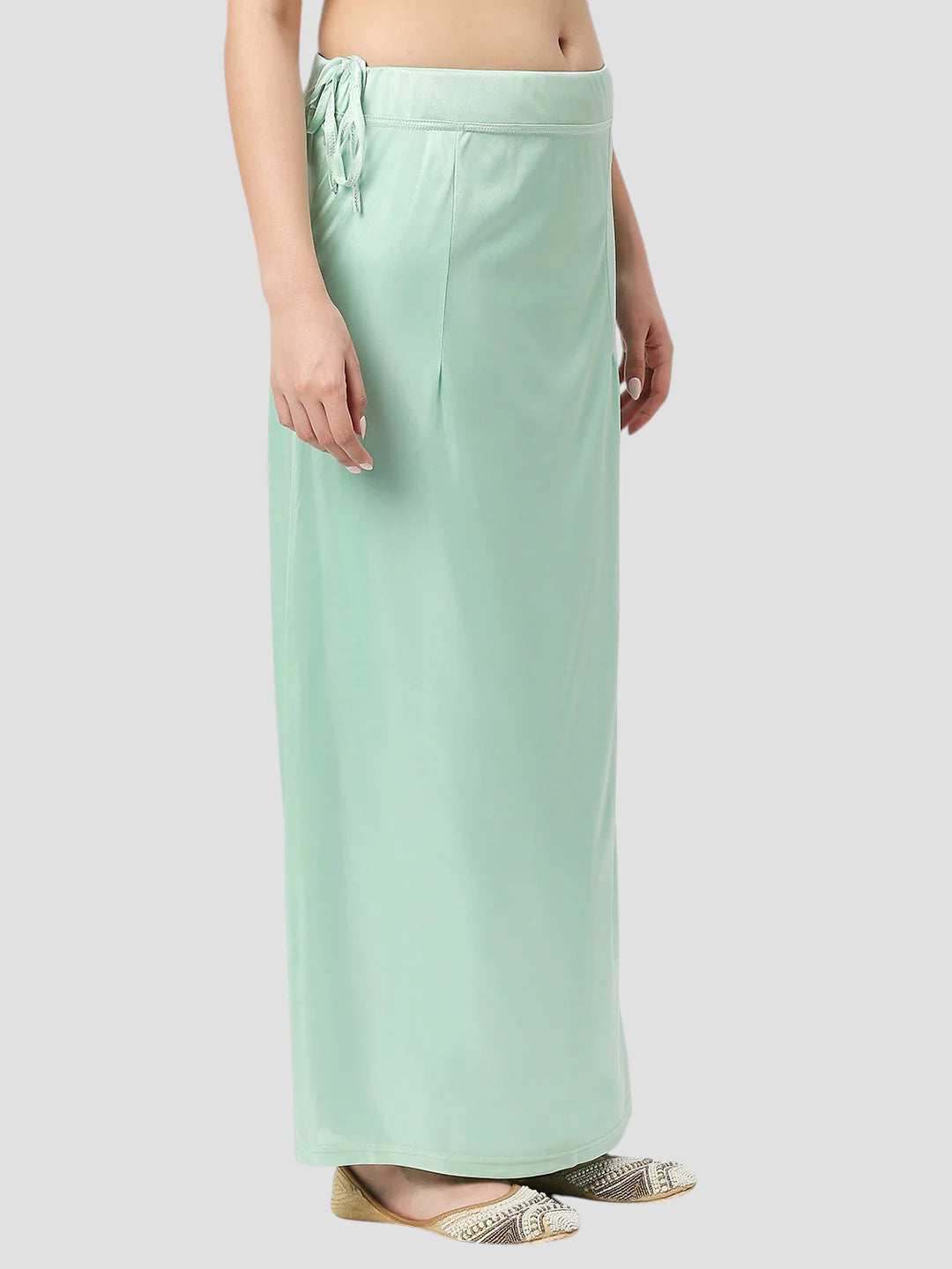 Pastel Green Satin Zip and Drawstring Petticoat