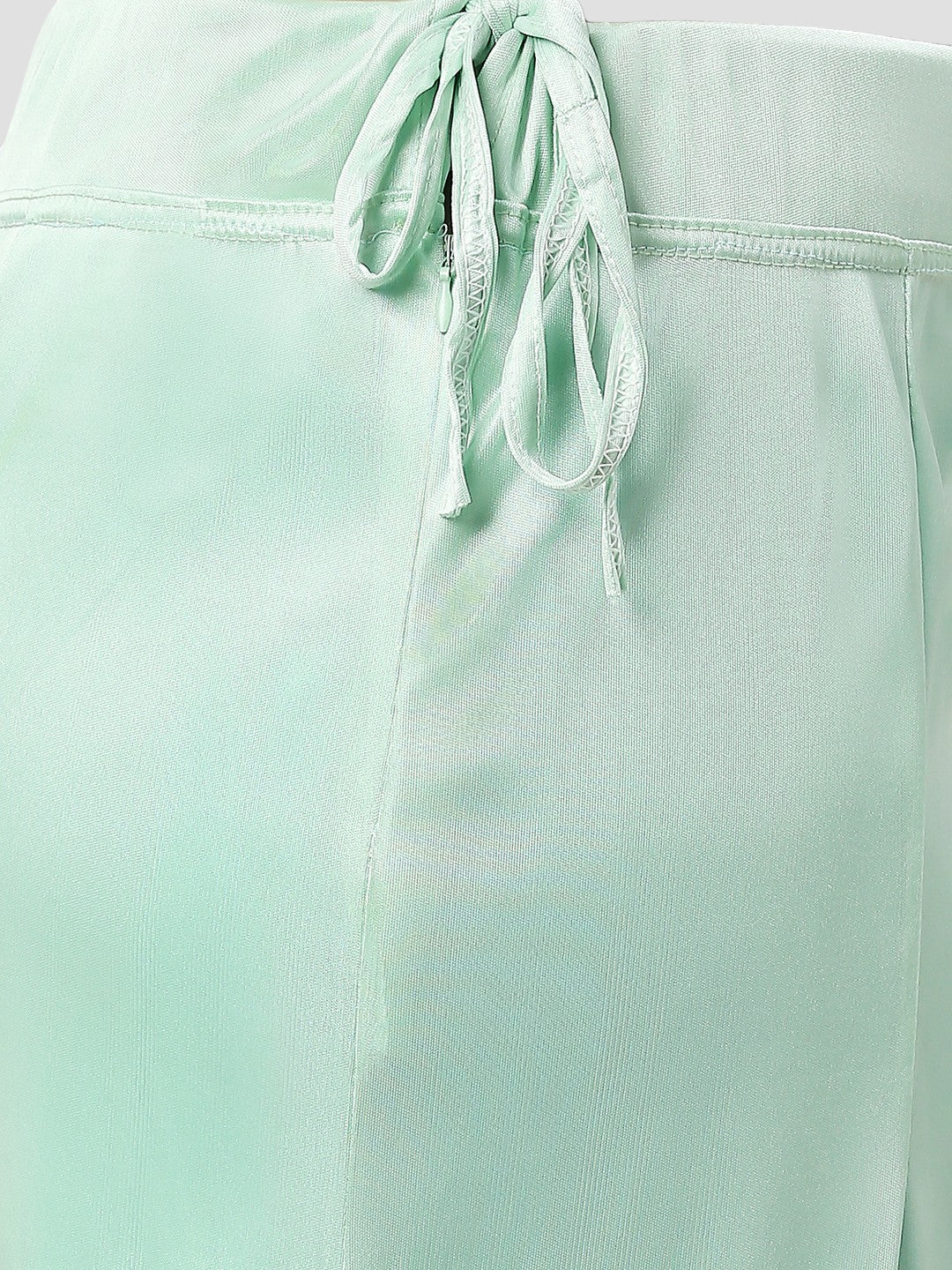 Pastel Green Satin Zip and Drawstring Petticoat