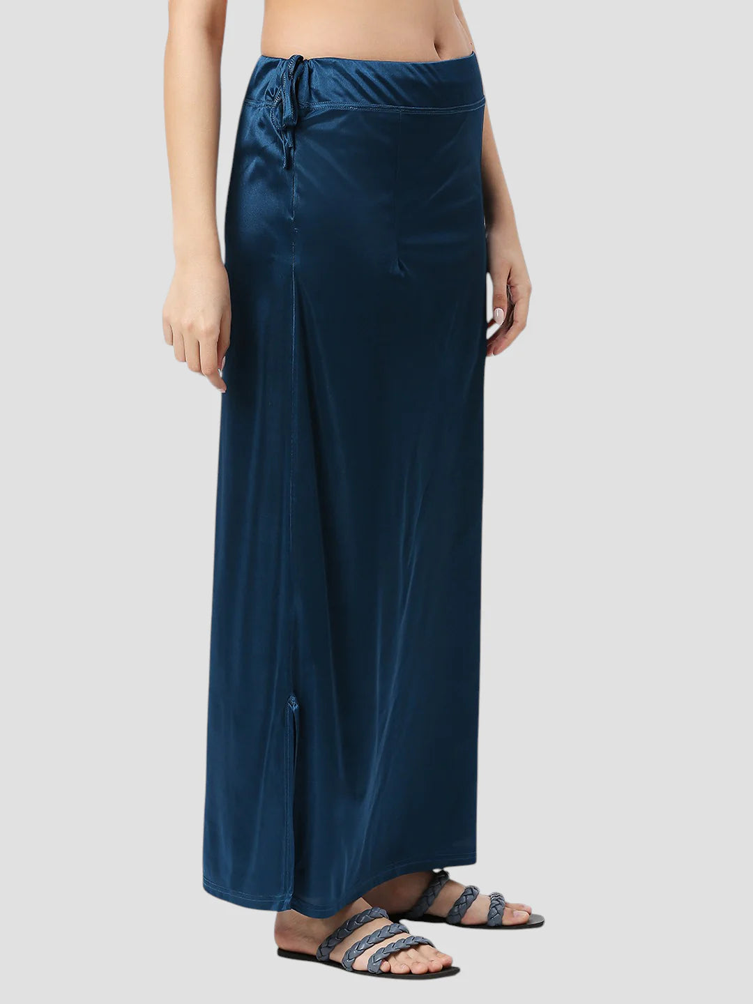 Prussian Blue Satin Zip and Drawstring Petticoat