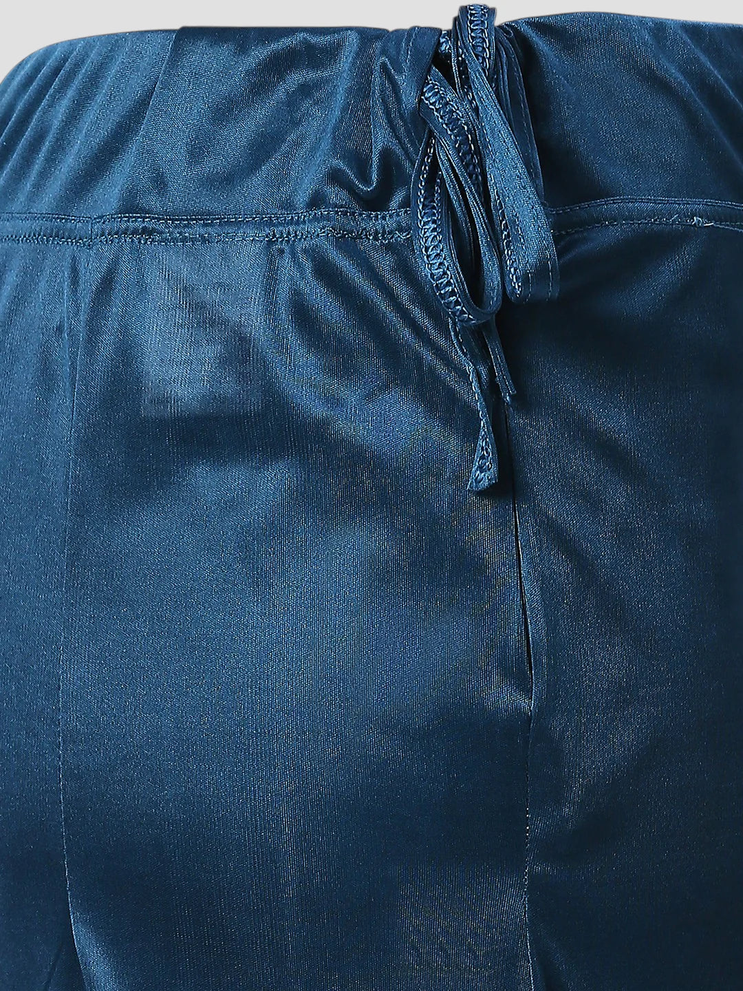Prussian Blue Satin Zip and Drawstring Petticoat