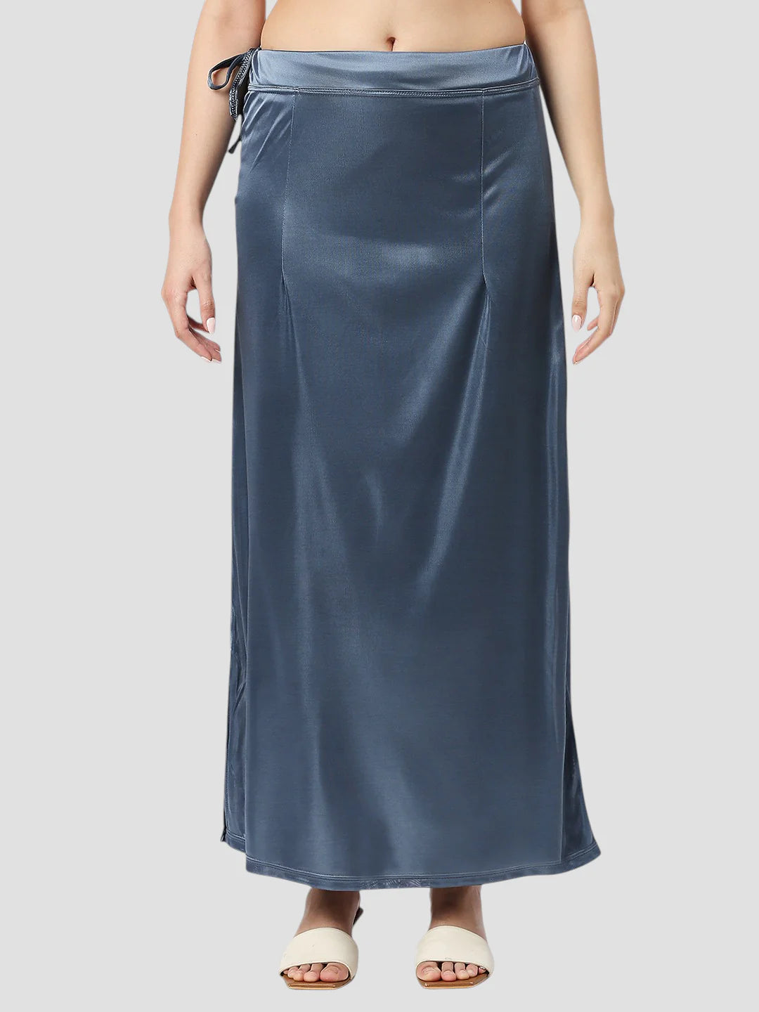 Grey Satin Zip and Drawstring Petticoat