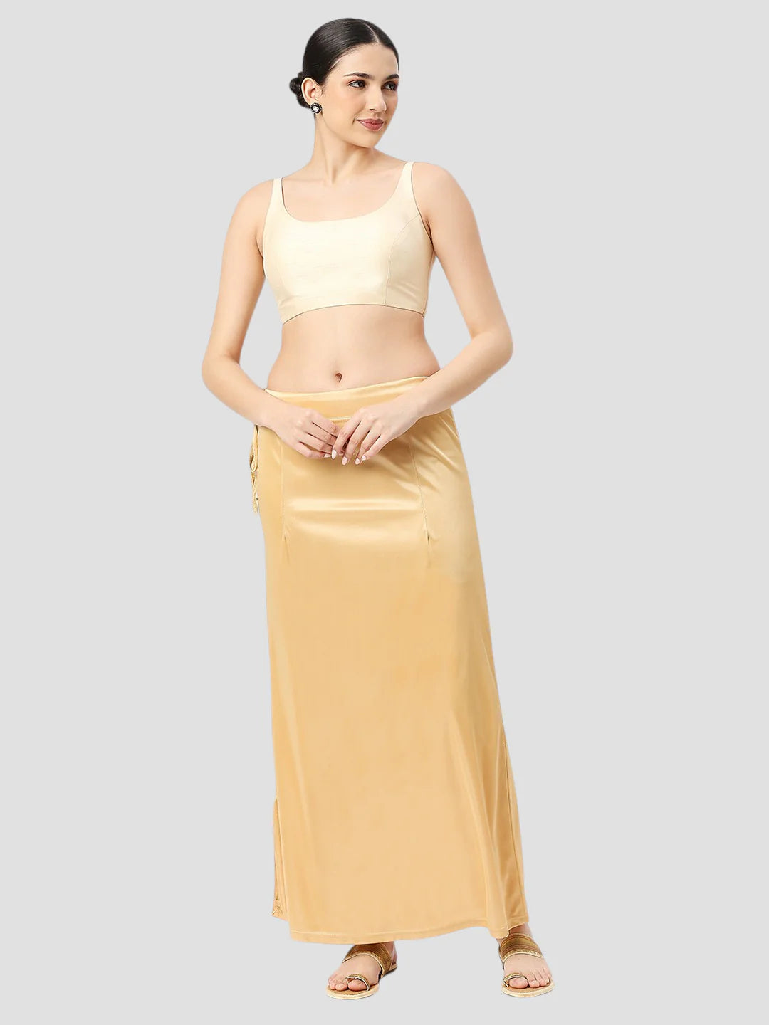 Light Caramel Satin Zip and Drawstring Petticoat