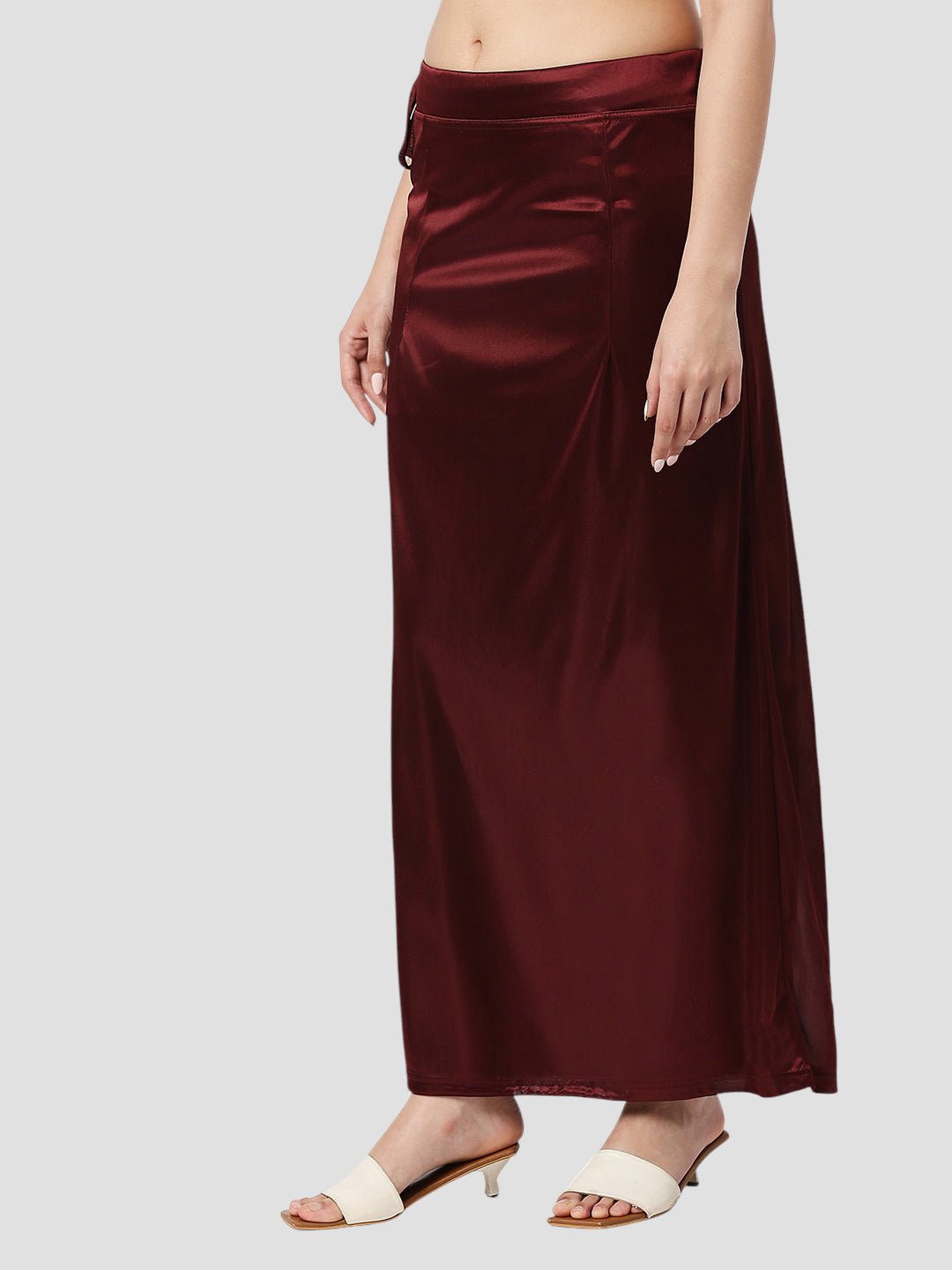 Burgundy Satin Zip and Drawstring Petticoat