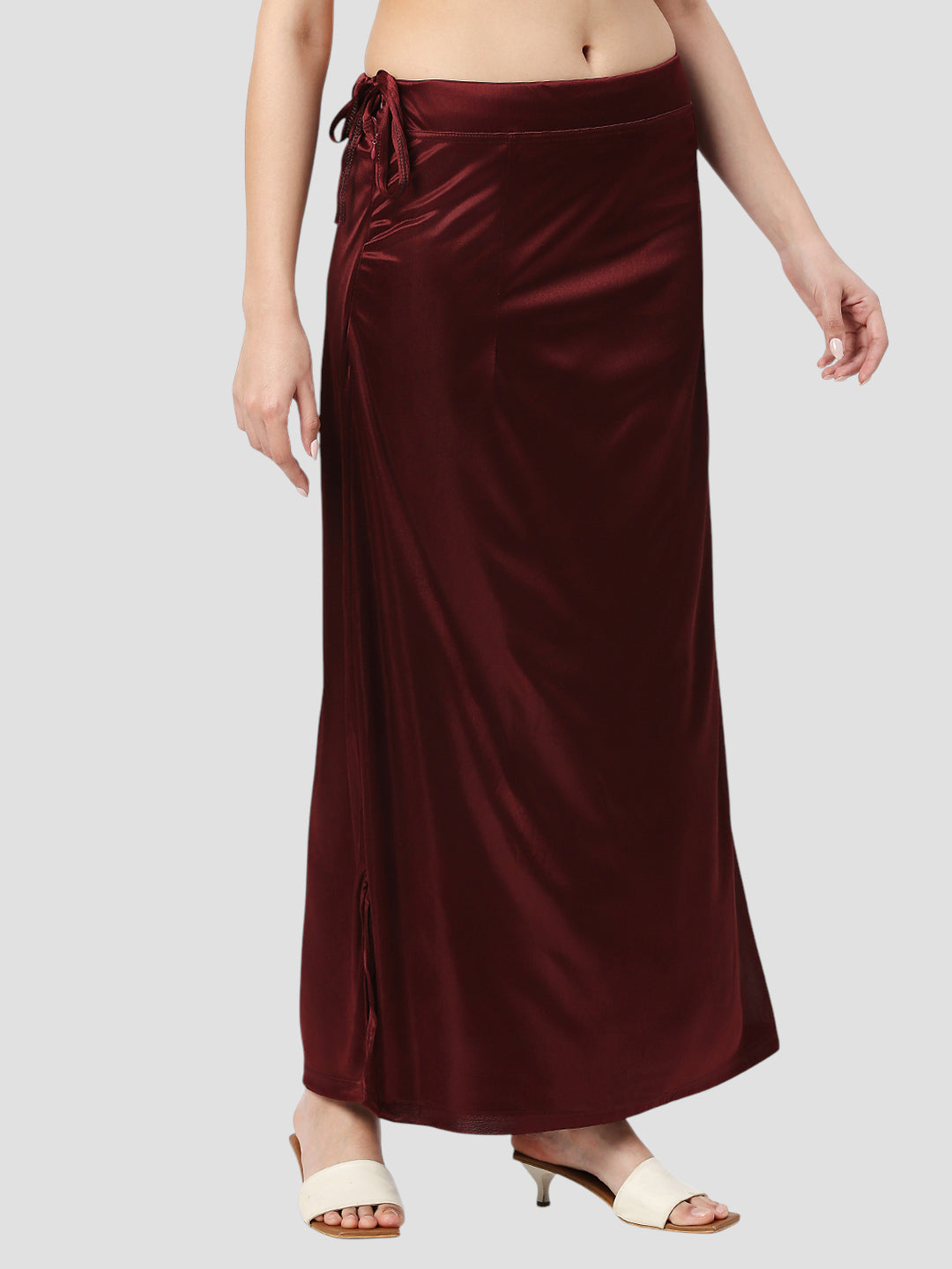 Burgundy Satin Zip and Drawstring Petticoat