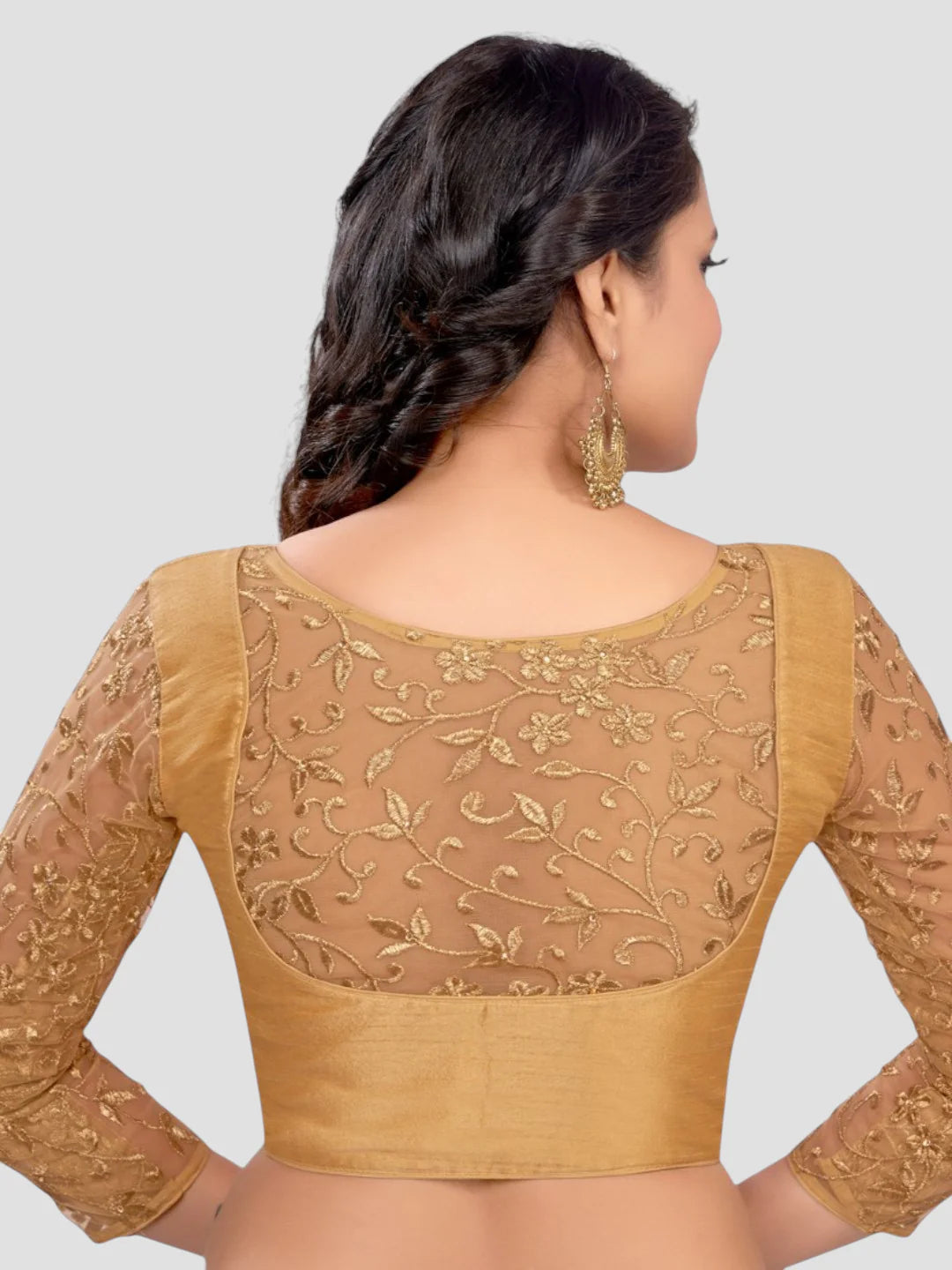 Golden All-Time Bestseller Silk Round Neck 3/4 Sleeves Readymade Blouse