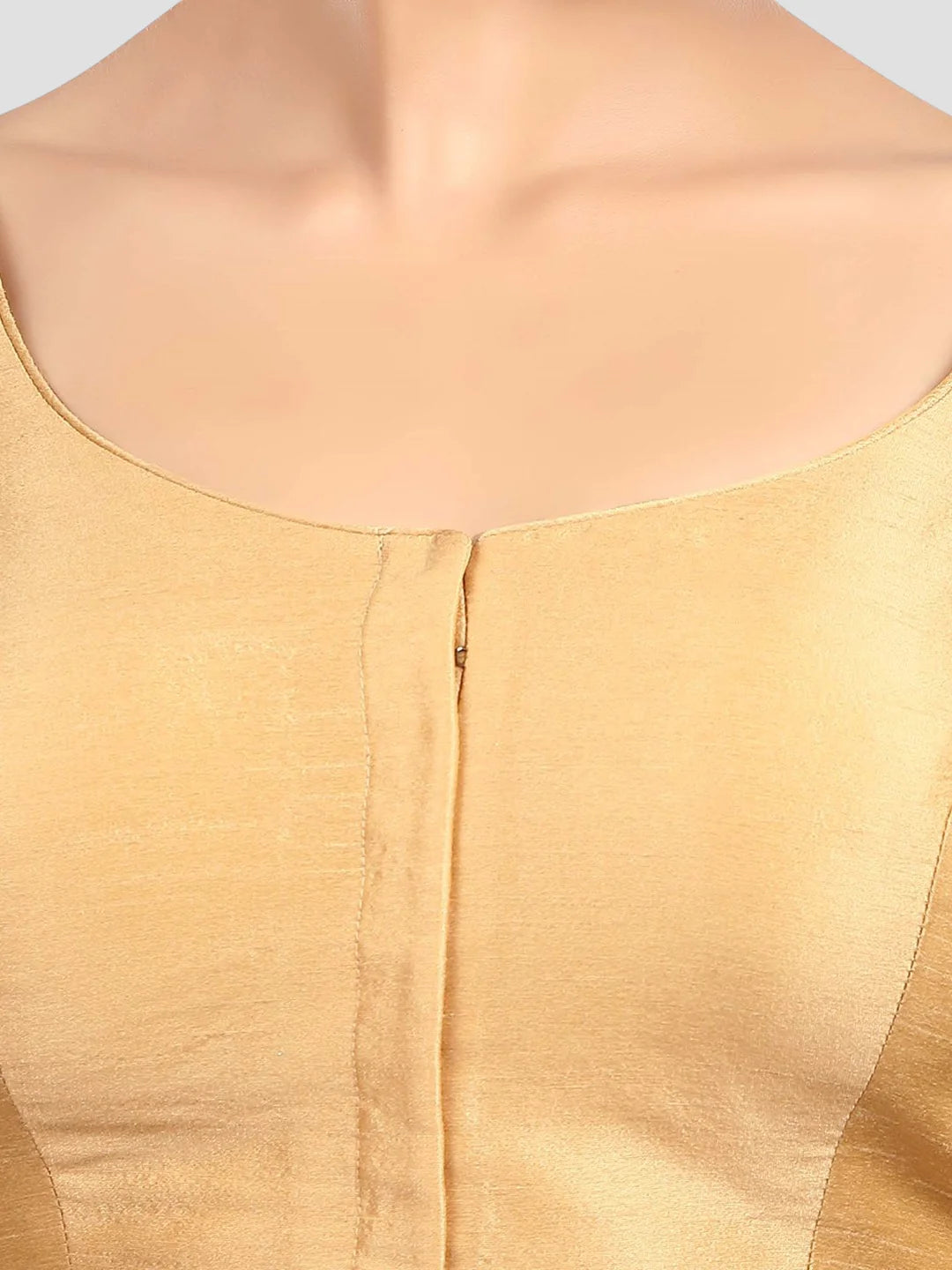 Golden Silk Round Neck Half Sleeves Readymade Blouse