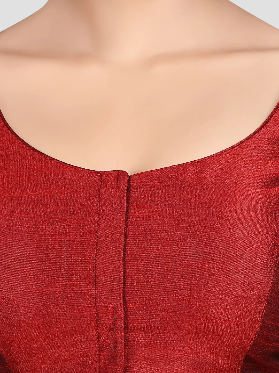 Maroon Silk Round Neck Half Sleeves Readymade Blouse