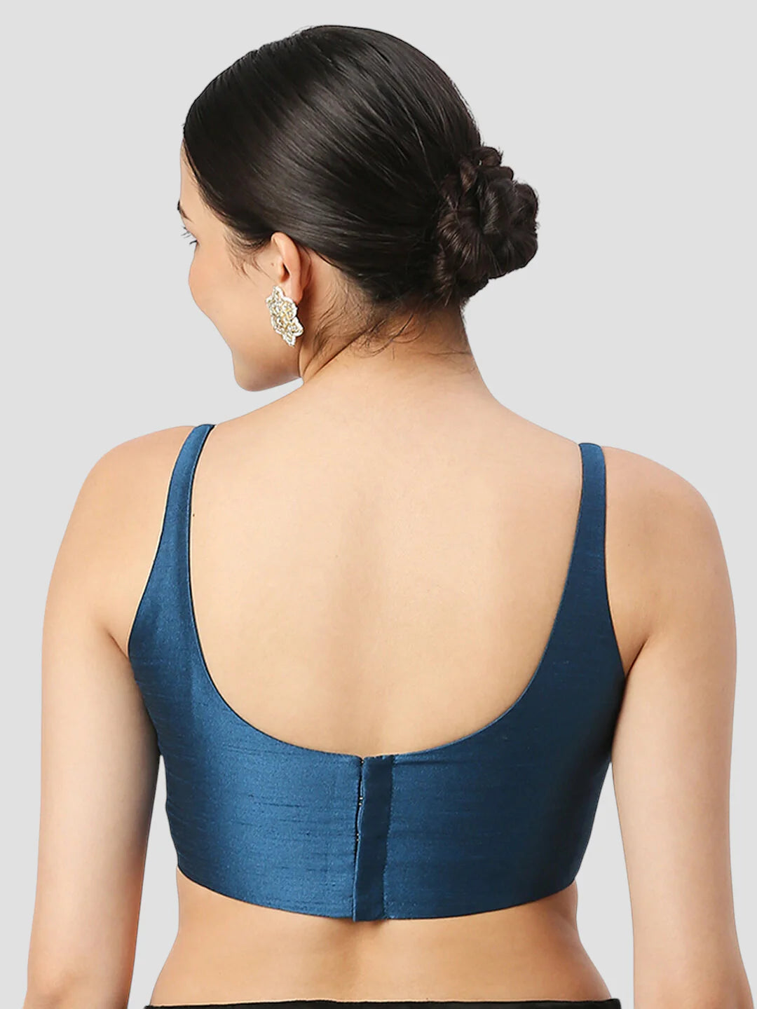 Firozi Silk Round Neck Sleeveless Readymade Blouse