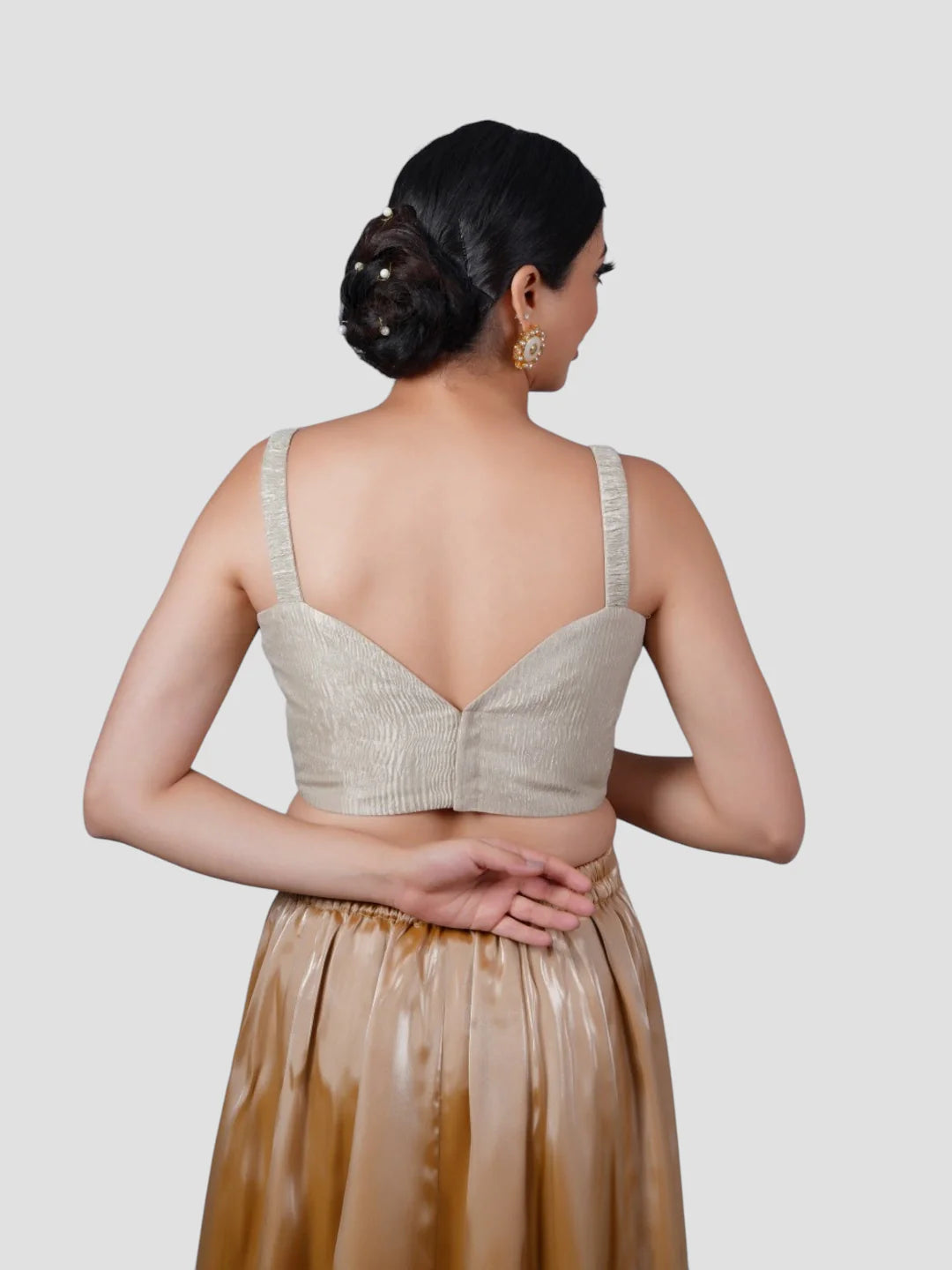 Gold Crush Tissue Sleeveless Readymade Blouse