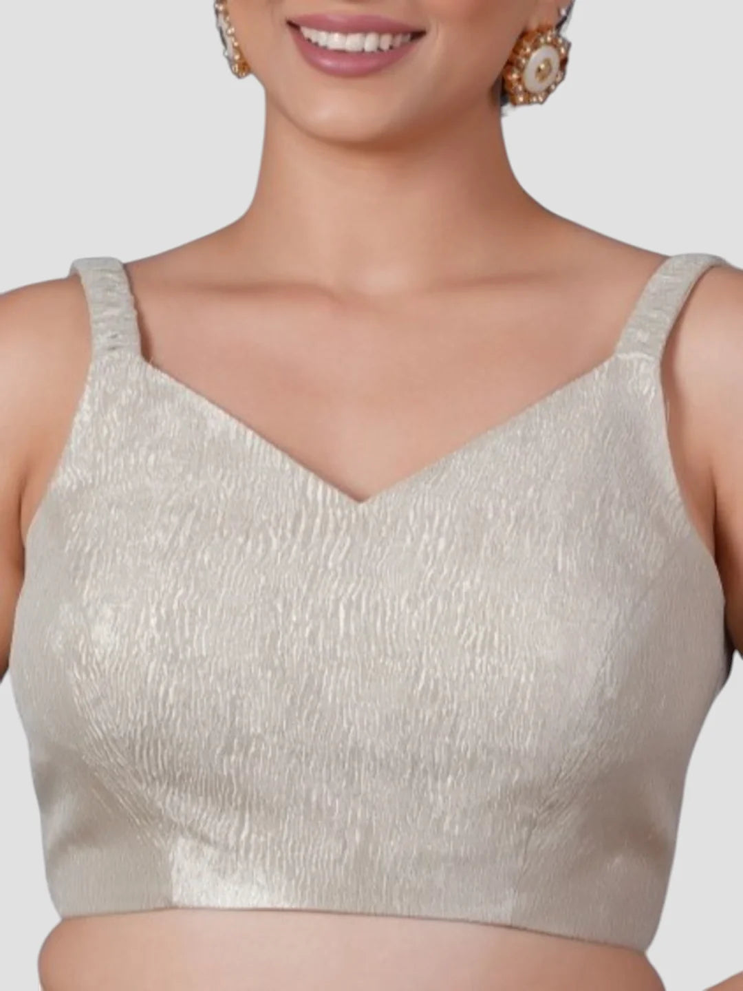 Gold Crush Tissue Sleeveless Readymade Blouse