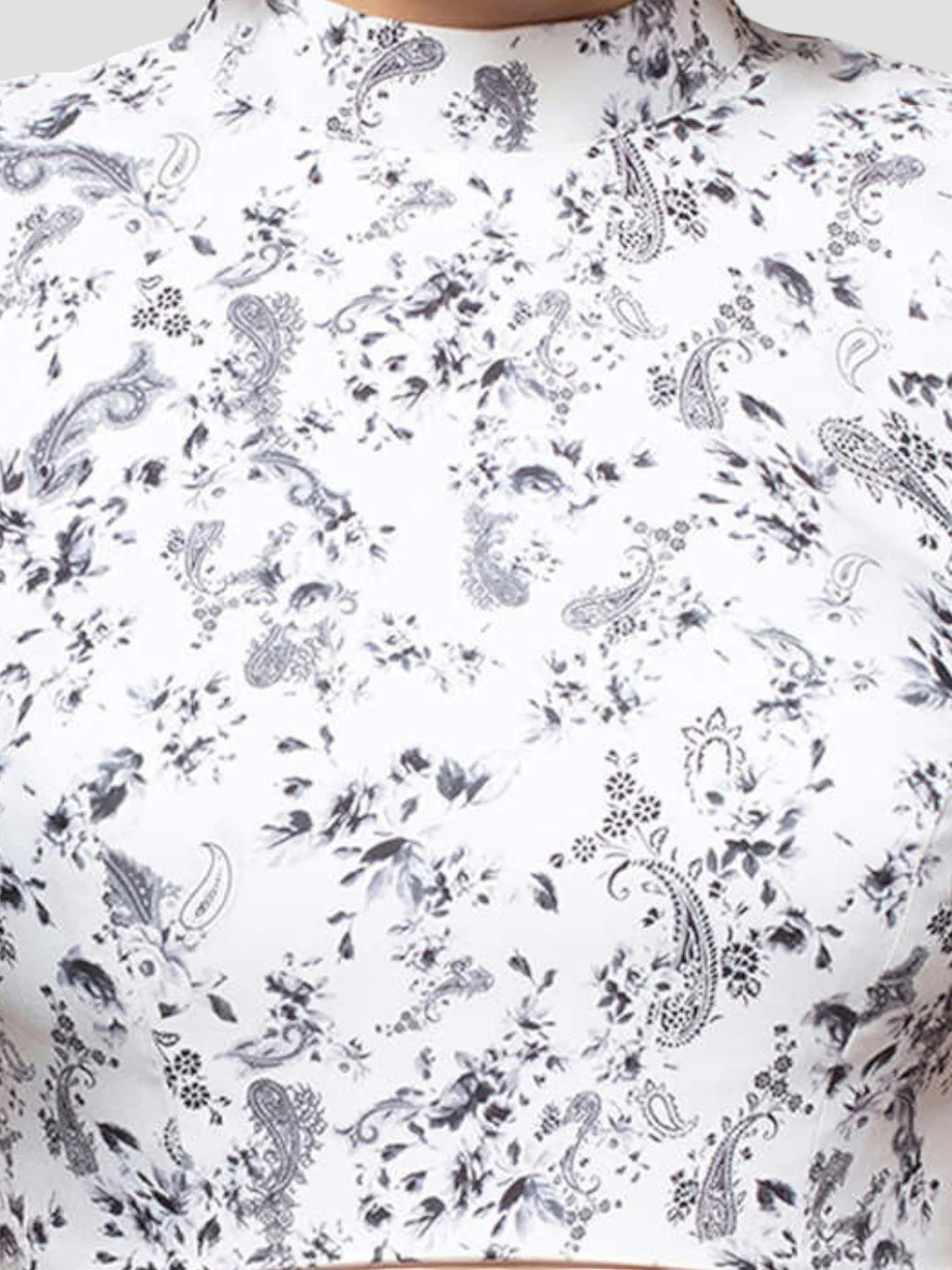 White Cotton High Neck Sleeveless Readymade Blouse