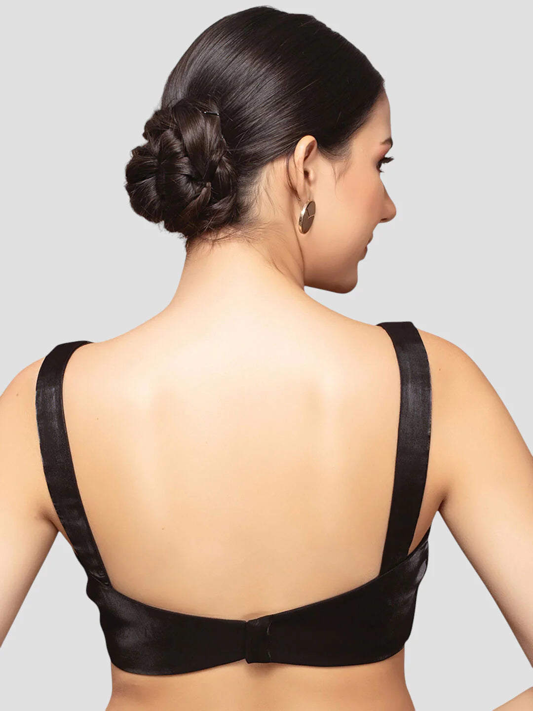 Tissue Black V Neck Sleeveless Readymade Blouse