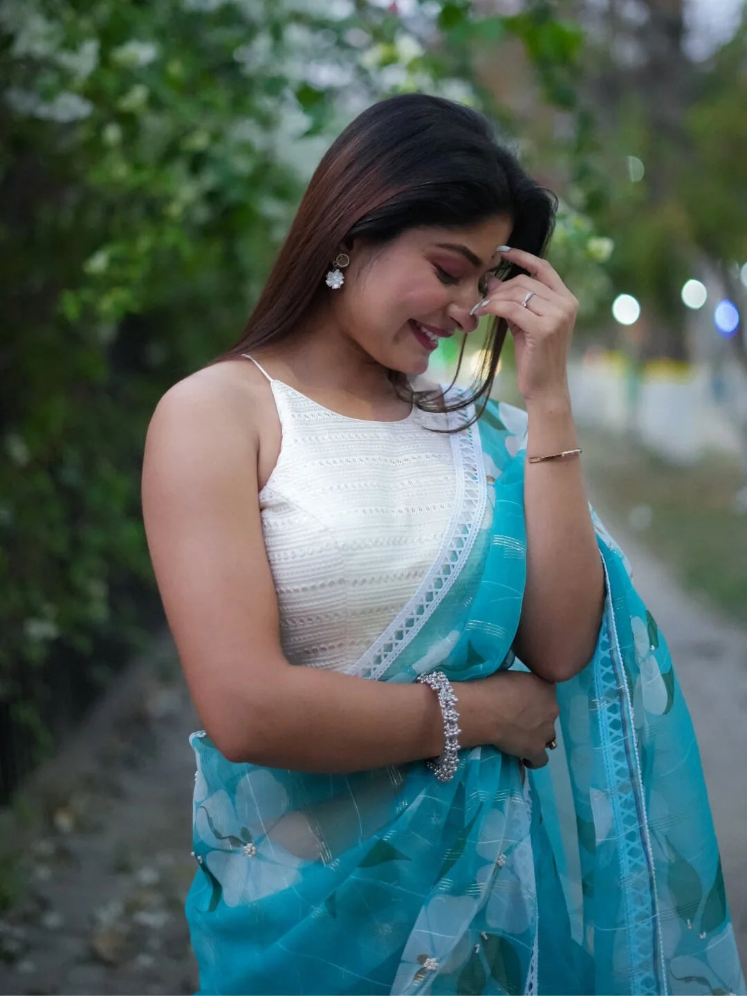 White Cotton High Neck Sleeveless Readymade Blouse