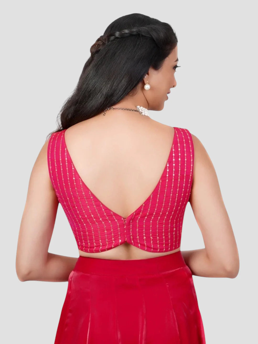 Rani Silk V Neck Sleeveless Readymade Blouse