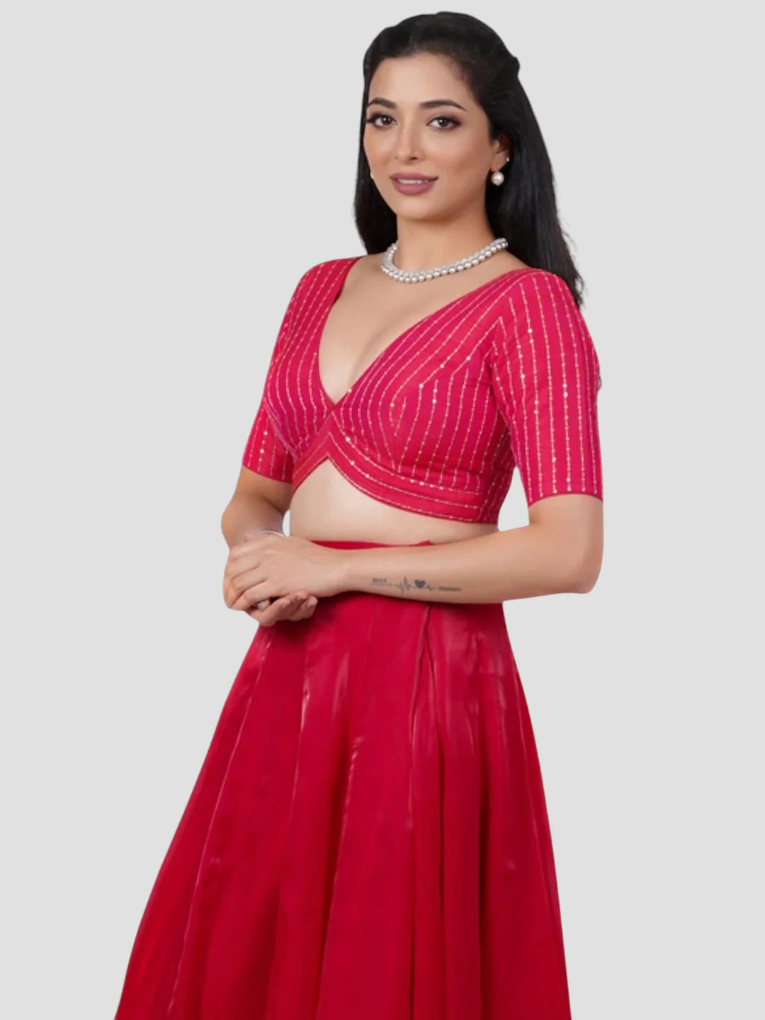 Rani Silk V Neck Half Sleeves Readymade Blouse