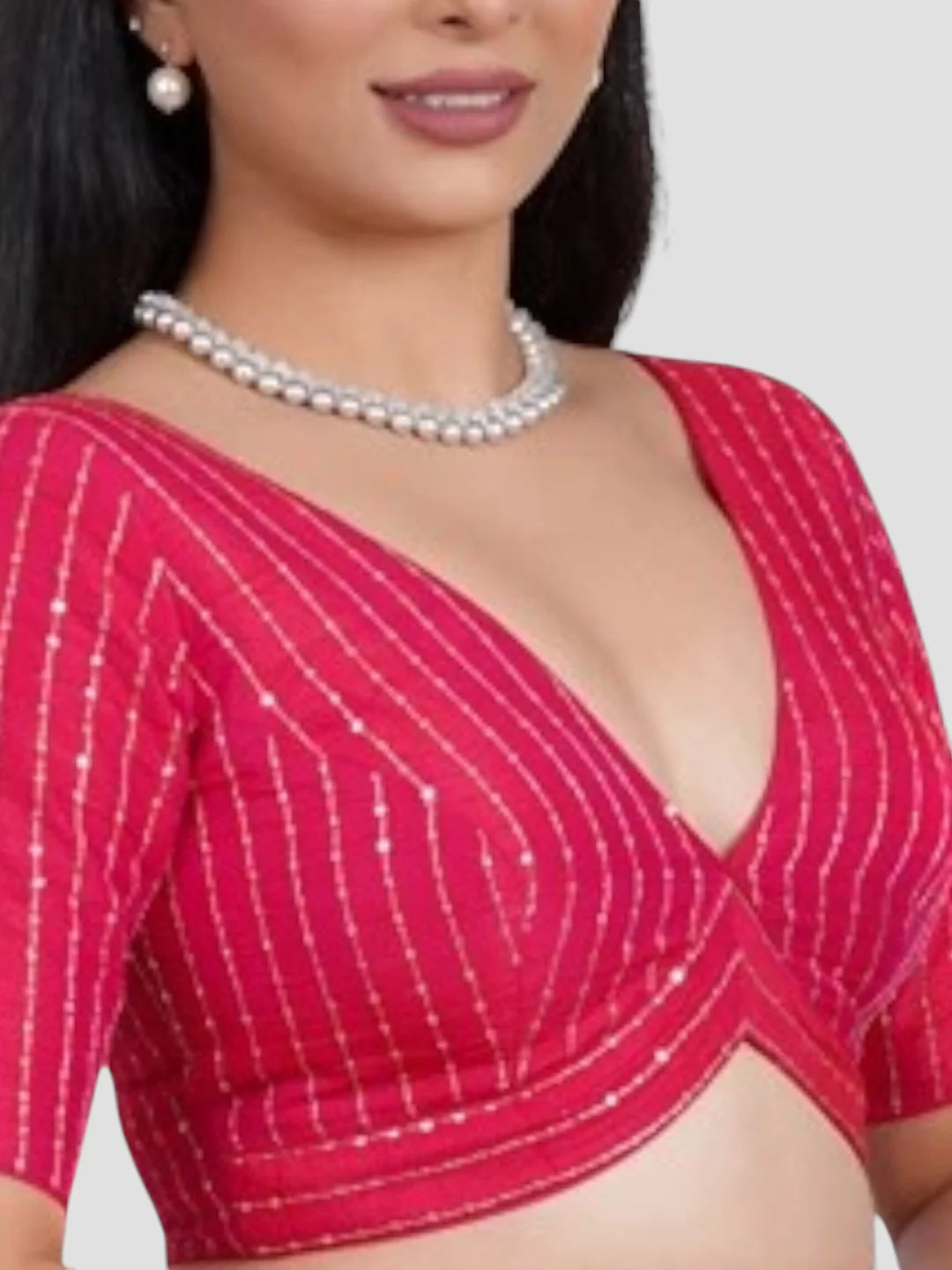 Rani Silk V Neck Half Sleeves Readymade Blouse